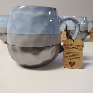 La Rochelle Artisan mugs, set of four sky blue.